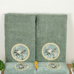 RANGOLI Green & Yellow 4 Piece Cotton 450 GSM Towel Set-39