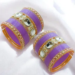 BeautyTrends Set Of 42 Gold-Plated Kundan Bangles-16