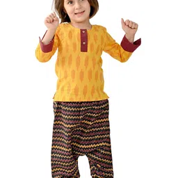 Tiny Bunnies Girls Woven Design Round Neck Long Sleeves Pure Cotton Top With Trouser-image-22