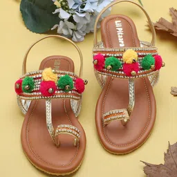 LIL PITAARA Girls Embellished Ethnic One Toe Flats-picture-27
