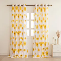 152.4 cm (5 ft) Cotton Transparent Window Curtain (Pack Of 2)-image-33