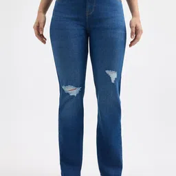 Pepe Jeans Women Straight Fit High-Rise Low Distress Light Fade Stretchable Jeans-picture-19