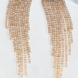 Estailo fashion Artificial Stones Studded Tasselled Contemporary Drop Earrings-image-52