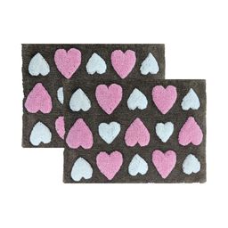 Aura 2-Pcs Grey & White Self-Designed 1800 GSM Cotton Anti Skid Bath Rugs-2