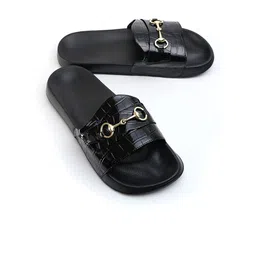 MONKSTORY Men Old Money Horsebit Sliders - Black-21