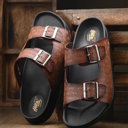 Hitz Men Leather Slip-On Comfort Sandals-image-27