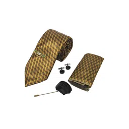 RARE COMBEE GROUP Men Printed Silk Neck Tie Pocket Square & Rose Pin Accessory Gift Set-picture-39