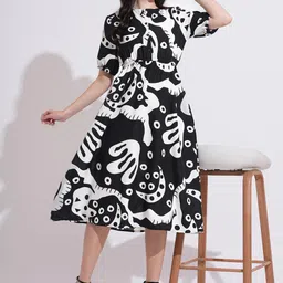 Murcia Print Puff Sleeve Fit & Flare Midi Dress-picture-28