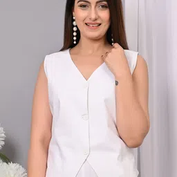 IQRAAR V-Neck Pure Cotton Woven Waiscoat-picture-22
