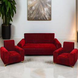 DECOR VATIKA Maroon 3 Pieces Velvet Sofa Covers With Arms-image-72