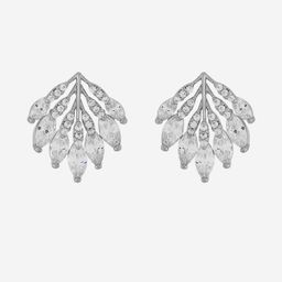 Kushal's Fashion Jewellery Rhodium-Plated Contemporary Zircon Studded Studs-picture-49