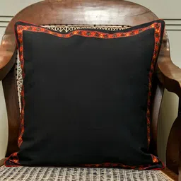 Myntra Elegant Homes Vintage Bloom Black & Red Printed Cotton Square Cushion Cover-8