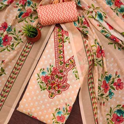 Panzora Floral Printed Embellished Cotton Unstitched Dress Material-image-68
