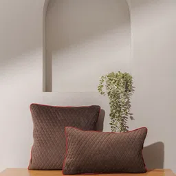 India Circus by Krsnaa Mehta Bronze-Toned & Grey Velvet Square Cushion Covers-image-48