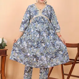 huuhambay Printed Cotton Blend Kurta Sets-43
