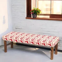 Ikiriya Beige & Red Wood Parisian 3 Seater Bench-7