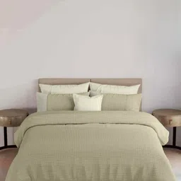 Triani 3Pcs Sage-Green Knitted 250-GSM Linen-Look Double Bed Cover With Pillow Covers-image-39