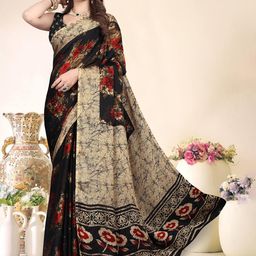 SUPERLAXMI Floral Pure Chiffon Saree-picture-12