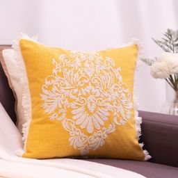 haus & kinder Regal Radiance Yellow & White Embroidered Square Cushion Covers-image-36