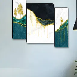 Myntra Elegant Homes White & Blue 3 Pieces Wall Art-image-91