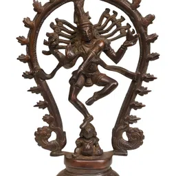 Exotic India Indian Cocoa Brown Lord Nataraja Brass Idol Showpiece-image-9