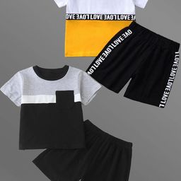 Lofn Unisex Kids Colourblocked T-shirt with Capris-image-84