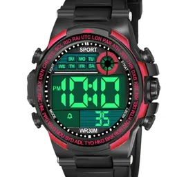 Hala Men Aluminium Printed Round Dial Digital Watch 1052 red-15