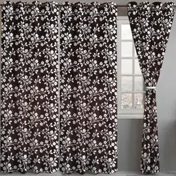 Lunar Days Set o 3 Brown Floral Long Door Curtain-12