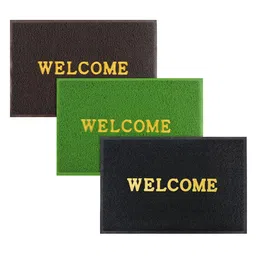 Kuber Industries Set Of 3 Brown & Green, Black Anti-Skid Doormats-43