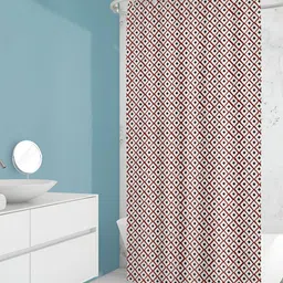 ArtzFolio White & Maroon Printed Waterproof Shower Curtains-image-66