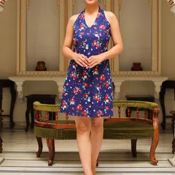 KALINI Floral Print Halter Neck A-Line Dress-picture-4