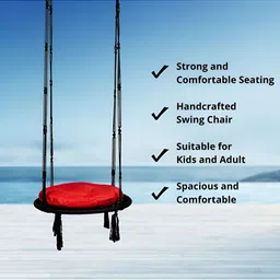Swingzy Black & Red Textured Hammock Swing With Cushion Set image 5