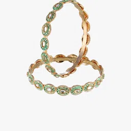 Adwitiya Collection Set of 2 Gold-Plated Artificial Stones and Beads Studded Bangles image 3