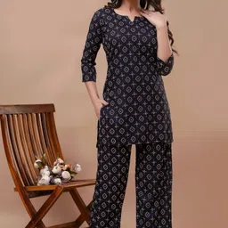 FEMARY Women Floral Printed Regular Kurti with Trousers-picture-37
