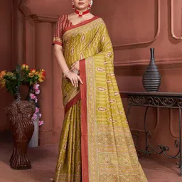 KALINI Ajrak Block Printed Saree-36