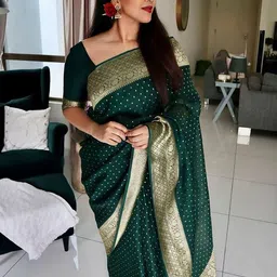 Aldwych Ethnic Motifs Woven Design Zari Banarasi Saree-picture-0