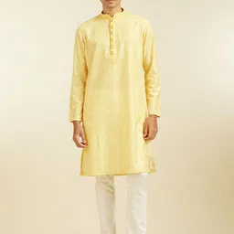 Diwas by Manyavar Geometric Printed Mandarin Collar Straight Kurta-image-46