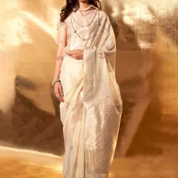 all about you Woven Design Zari Pure Linen Kanjeevaram Saree-picture-52