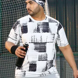 Instafab Plus Abstract Printed Round Neck Short Sleeves Regular Fit Sports T-Shirt-image-96