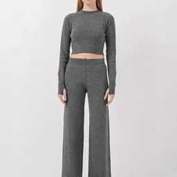 BIGDART Striped Crop Top With Trousers Co-Ords image 2