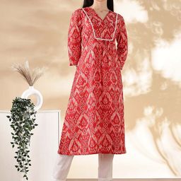 Anouk Women V Neck Printed Sequinned Kurta-image-62