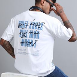 encore by INVICTUS Men Typography Printed Round Neck Cotton Oversized T-shirt-image-55