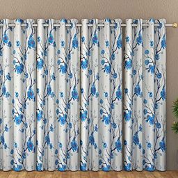 Galaxy Home Decor Blue & White 4 Pieces Floral Printed Window Curtains-image-78