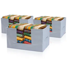 Kuber Industries Grey 3 Pieces Cloth Organisers-53