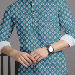 Acnos Men Blue Kurtas-picture-21
