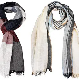 Self Design Pure Cotton Men Multicolor Stole-picture-11