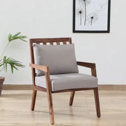 woodsworth from pepperfry Milton Sheesham Wood Arm Chair In Grey & Rustic Teak Finish-picture-27