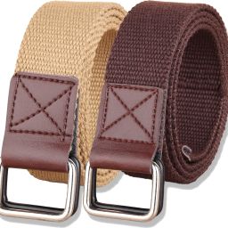 Men Casual Brown, Green Canvas Belt-image-2