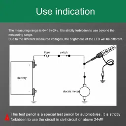 mass pro Vehicle Circuit Tester,DC 6V~24V Test Pen Pencil Light Bulb Circuit Test Analog Voltage Tester image 4