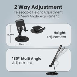 Portronics Mobot 4 360° Rotatable Mobile Holder with Aluminum Body, Portable & Foldable Mobile Holder image 3